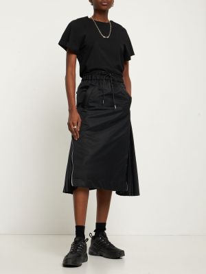 Midi sukně z nylonu na zip Sacai černé