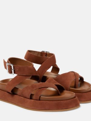 Sandale din piele de căprioară cu platformă Gia Borghini maro