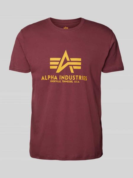 Koszulka z nadrukiem Alpha Industries bordowa