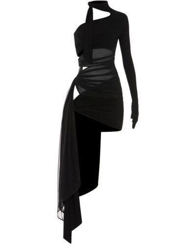 Obálkové šaty na zip jersey Mugler - černá