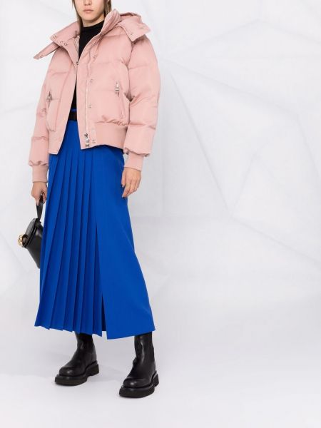 Péřová bunda na zip s kapucí s kapsami Alexander Mcqueen růžová