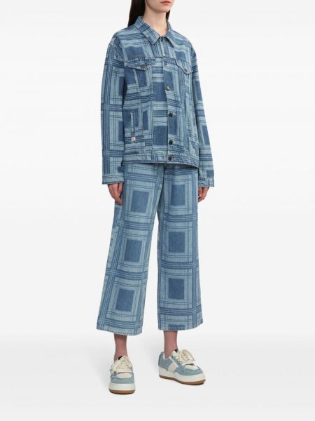 Karierte jeansjacke mit print Charles Jeffrey Loverboy blau