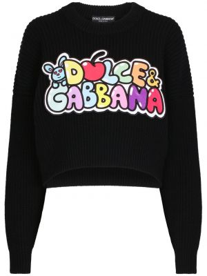 Trykt ull lang genser Dolce & Gabbana svart