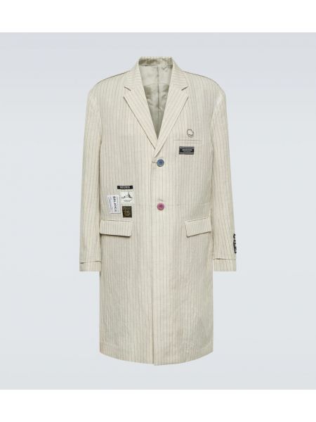Manteau en laine en lin à rayures Undercover blanc