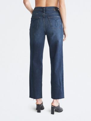 Прямые джинсы с высокой талией Calvin Klein голубые