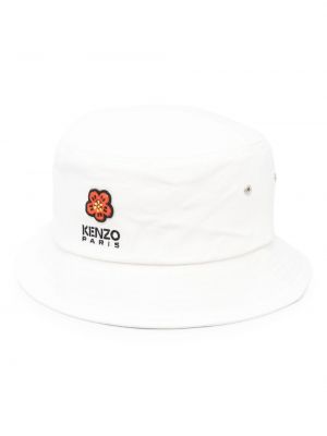 Памучна шапка бродирана Kenzo бяло