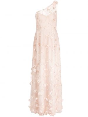 Floral en-skulder kjole Marchesa Notte Bridesmaids rosa