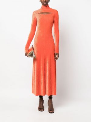 Aksamitna sukienka midi Forte Forte pomarańczowa
