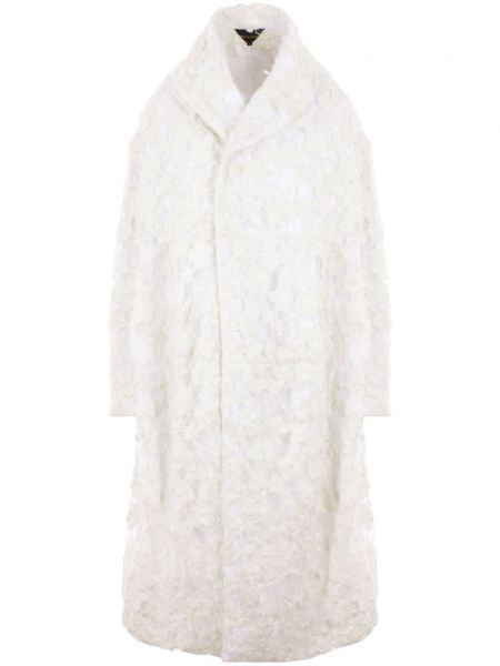 Μακρύ παλτό με φθαρμένο εφέ με δαντέλα Comme Des Garçons λευκό