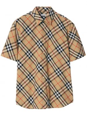 Bombažna srajca s karirastim vzorcem Burberry bež