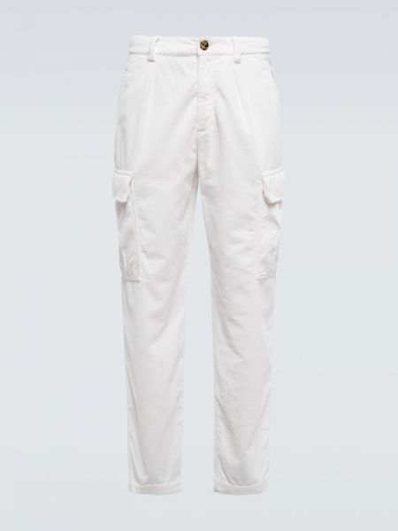 Bavlněné cargo kalhoty Brunello Cucinelli bílé
