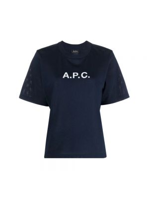 Koszulka bawełniana z nadrukiem A.p.c. niebieska