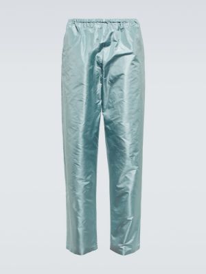 Jedwabne spodnie Prada niebieskie