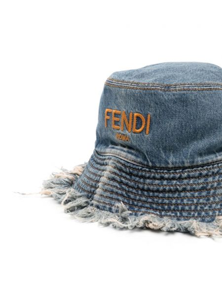 Haftowany kapelusz Fendi niebieski