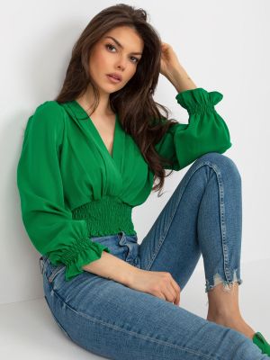 Bluză plisată Fashionhunters verde