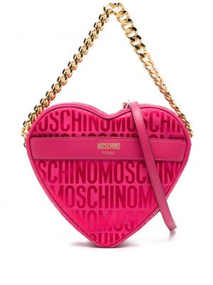 Жакардови чанта за ръка със сърца Moschino розово