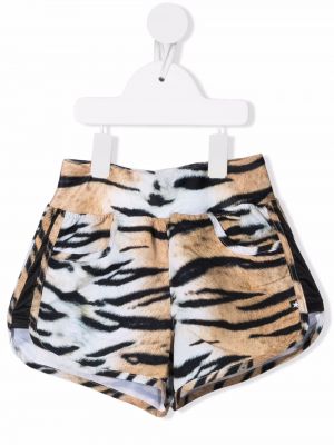 Tigerstripete trykt shorts for jenter Molo brun