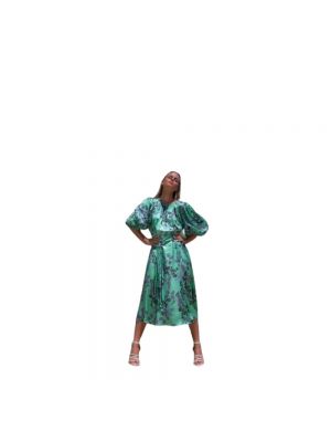 Sukienka midi na guziki z wiskozy na czas wolny Ravn - zielony