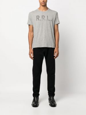 Raštuotas medvilninis marškinėliai Ralph Lauren Rrl pilka