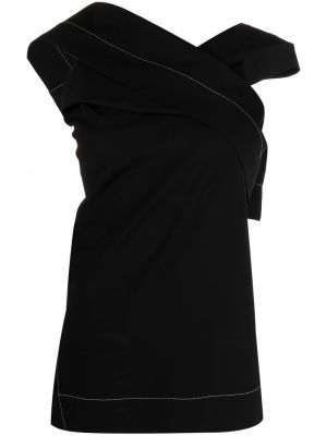 Bluzka bez rękawów asymetryczna Jil Sander czarna