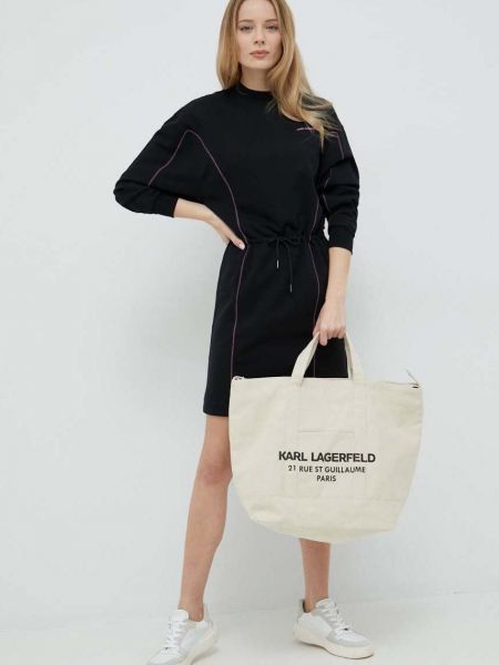 Bombažna obleka Karl Lagerfeld črna