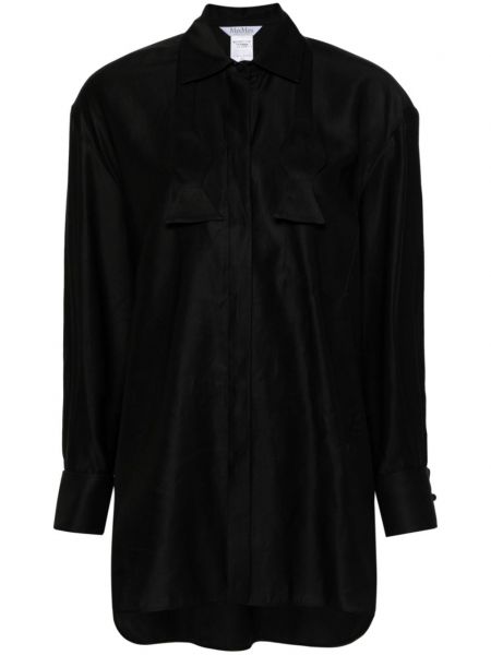 Bavlnená košeľa s mašľou Max Mara čierna
