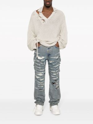 Distressed straight jeans 424