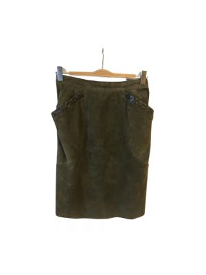 Spódnica zamszowa Dior Vintage zielona