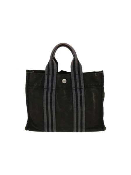 Shopperka bawełniana retro Hermès Vintage czarna
