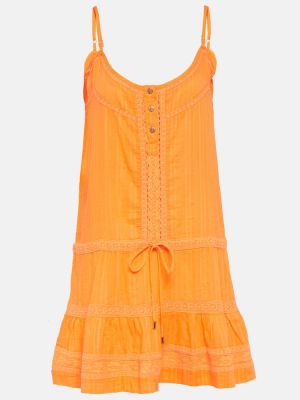Mini vestido con bordado de algodón Melissa Odabash naranja