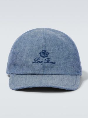 Medvilninis kepurė su snapeliu Loro Piana mėlyna