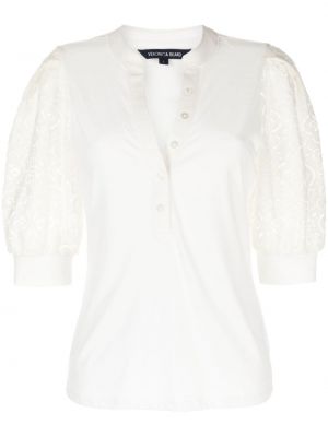 Блуза с дантела Veronica Beard бяло