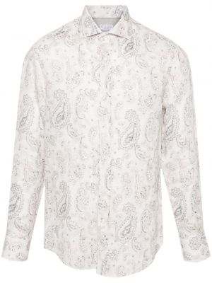 Λινό πουκάμισο με σχέδιο paisley Brunello Cucinelli