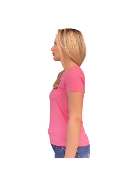 Koszulka bawełniana relaxed fit Moschino różowa