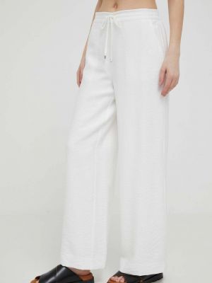 Jednobarevné kalhoty s vysokým pasem Dkny bílé