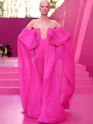 Vestito lungo di seta Valentino rosa