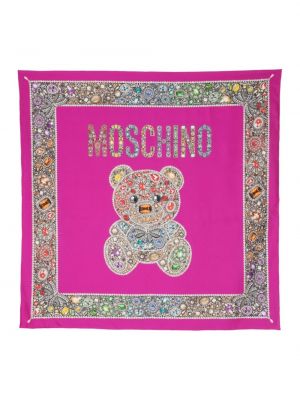 Hedvábný šál s potiskem Moschino růžový