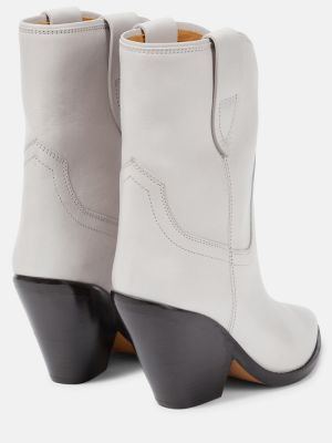 Кожени обувки до глезена Isabel Marant бяло