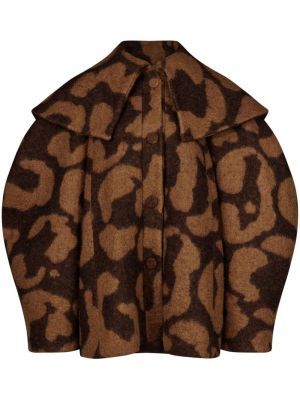 Bunda s potlačou s leopardím vzorom Nina Ricci hnedá