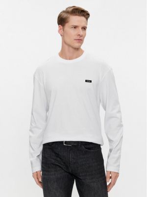 Tricou cu mânecă lungă Calvin Klein alb