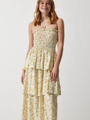 Sukienka z wiskozy w kwiatki Happiness İstanbul żółta