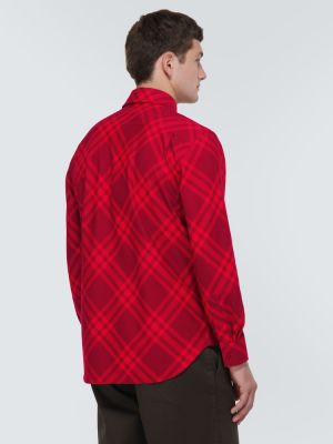 Camicia di cotone a quadri Burberry rosso