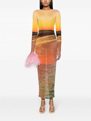 Dlouhé šaty se síťovinou Louisa Ballou oranžové