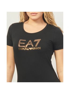 Camiseta slim fit de algodón de cuello redondo Emporio Armani Ea7 negro
