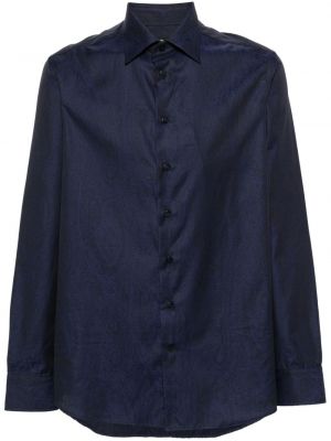 Chemise en coton à imprimé paisley en jacquard Etro bleu