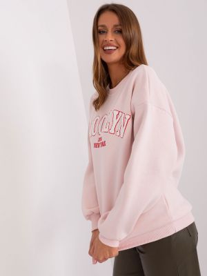 Bluza z napisami oversize Fashionhunters różowa