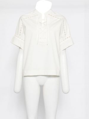 Διάτρητο πουκάμισο Yves Salomon λευκό