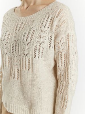 Памучен пуловер Dreimaster Klassik бяло