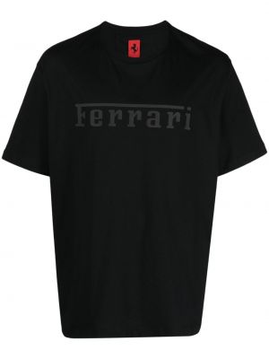 Bavlnené tričko s potlačou Ferrari čierna