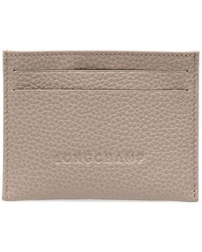 Kožená peňaženka Longchamp sivá